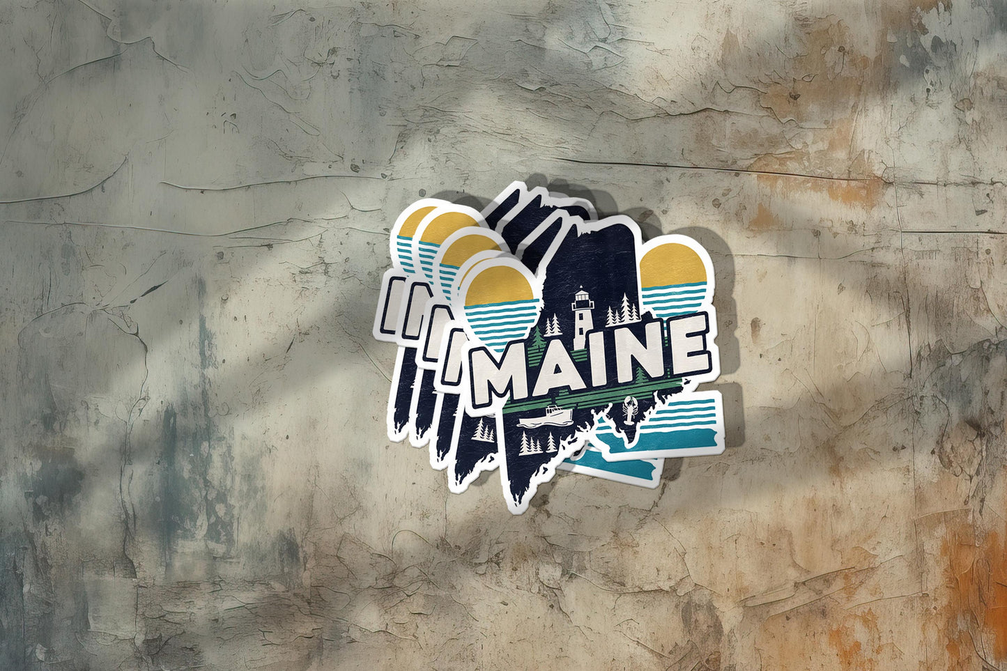 Retro Vinyl State Sticker - Maine