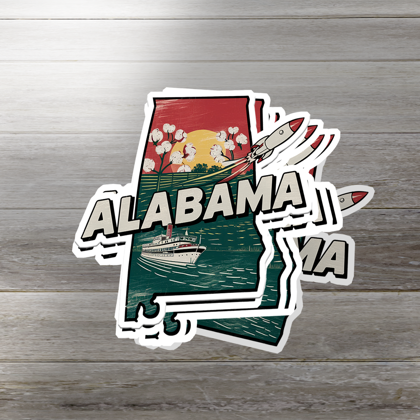 Retro Vinyl State Sticker - Alabama