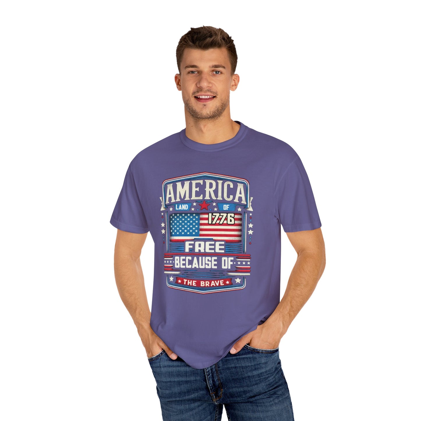 America Land of the Free  Unisex Garment-Dyed T-shirt