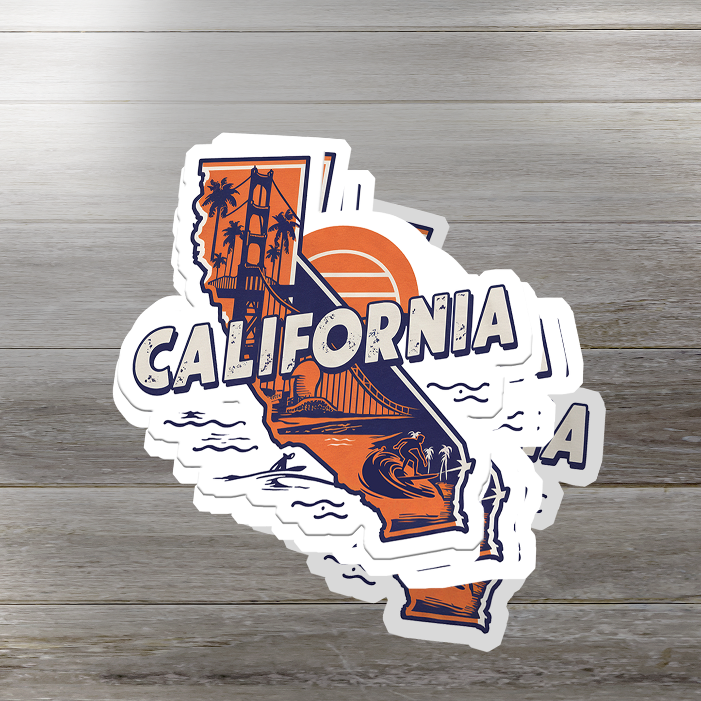 Retro Vinyl State Sticker - California