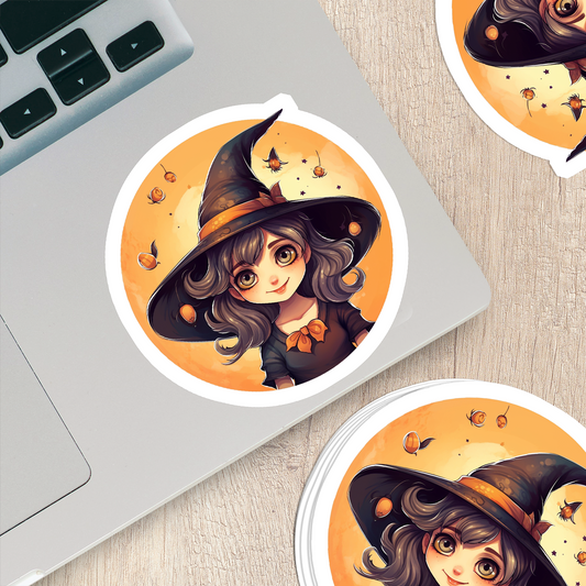 Cute Witch Vinyl Sticker - Adorable Magic for Any Surface