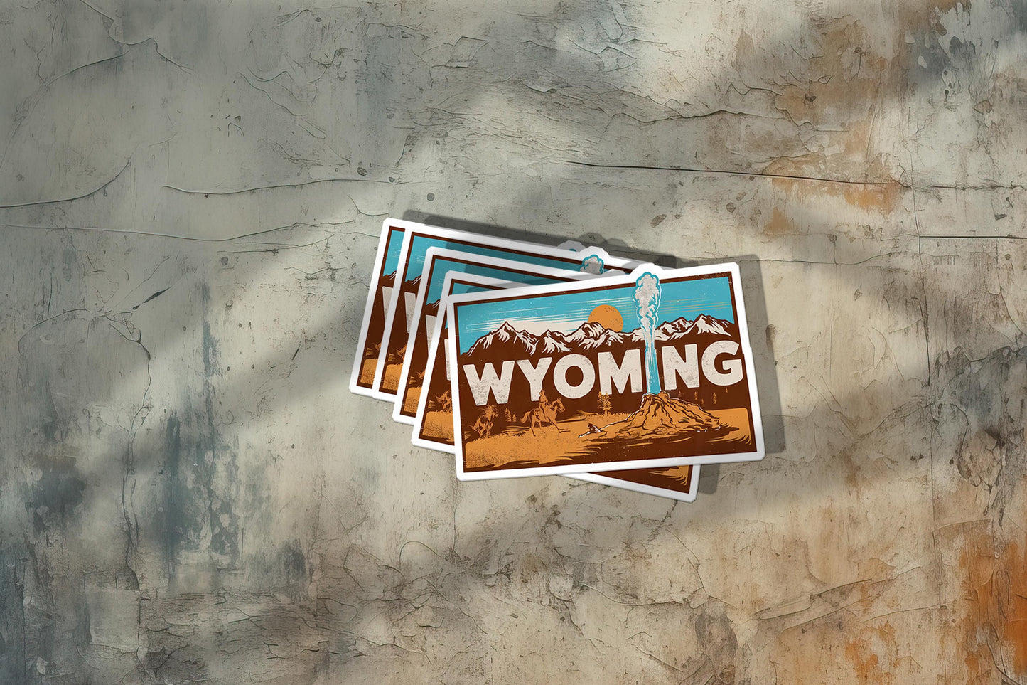 Retro Vinyl State Sticker - Wyoming