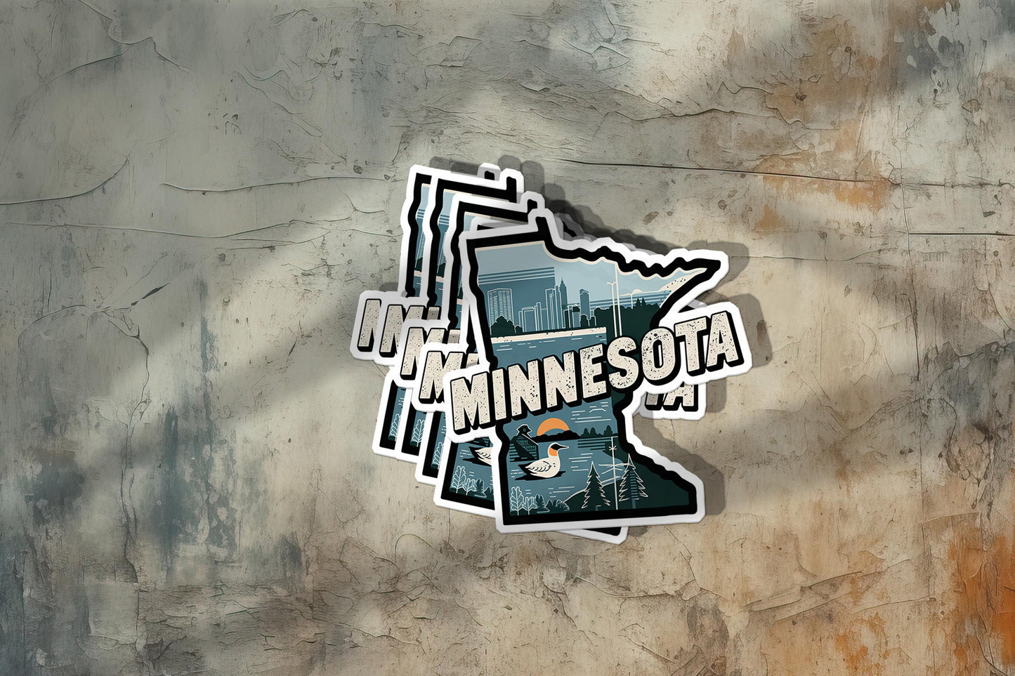 Retro Vinyl State Sticker - Minnesota