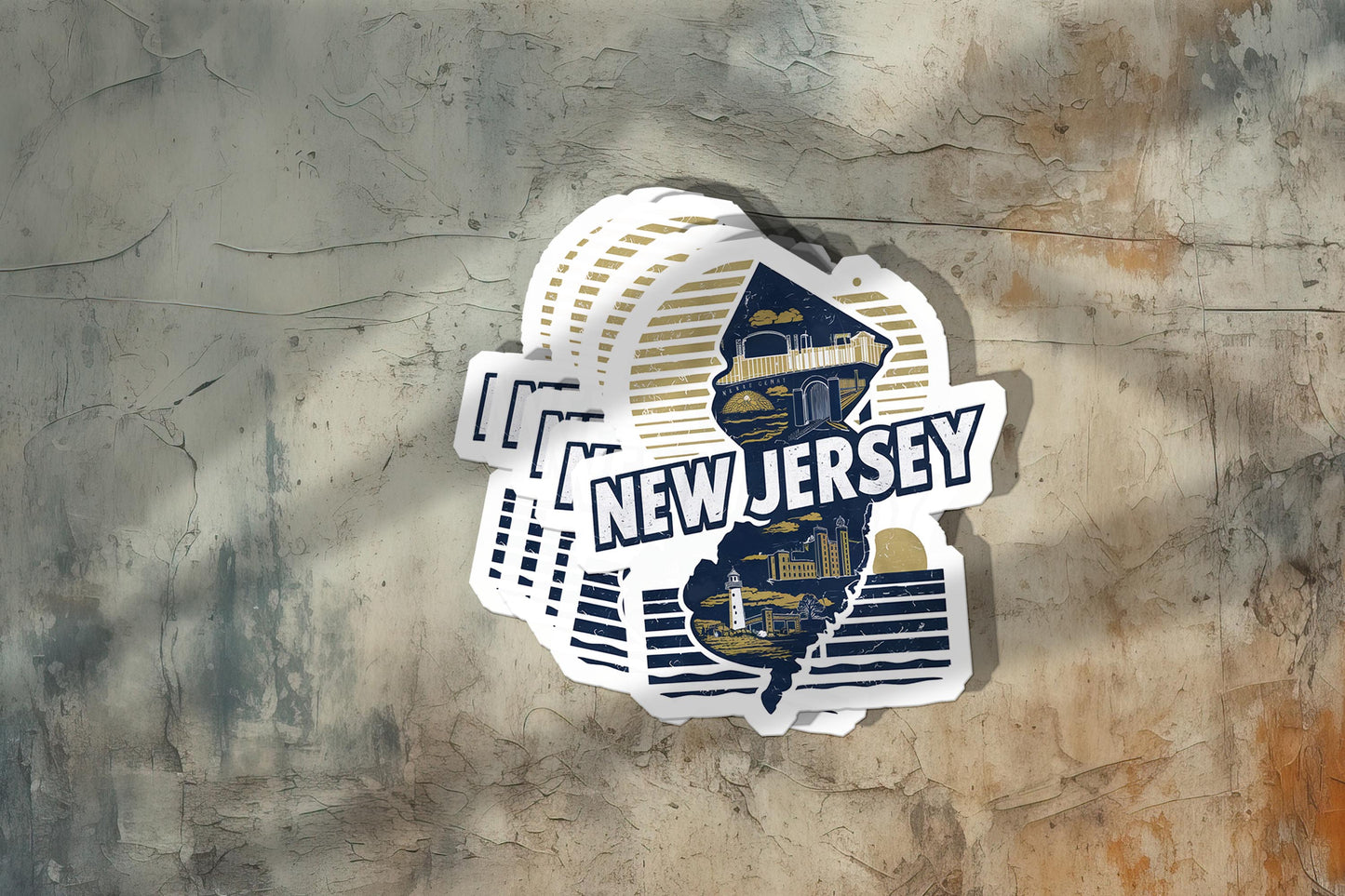 Retro Vinyl State Sticker - New Jersey