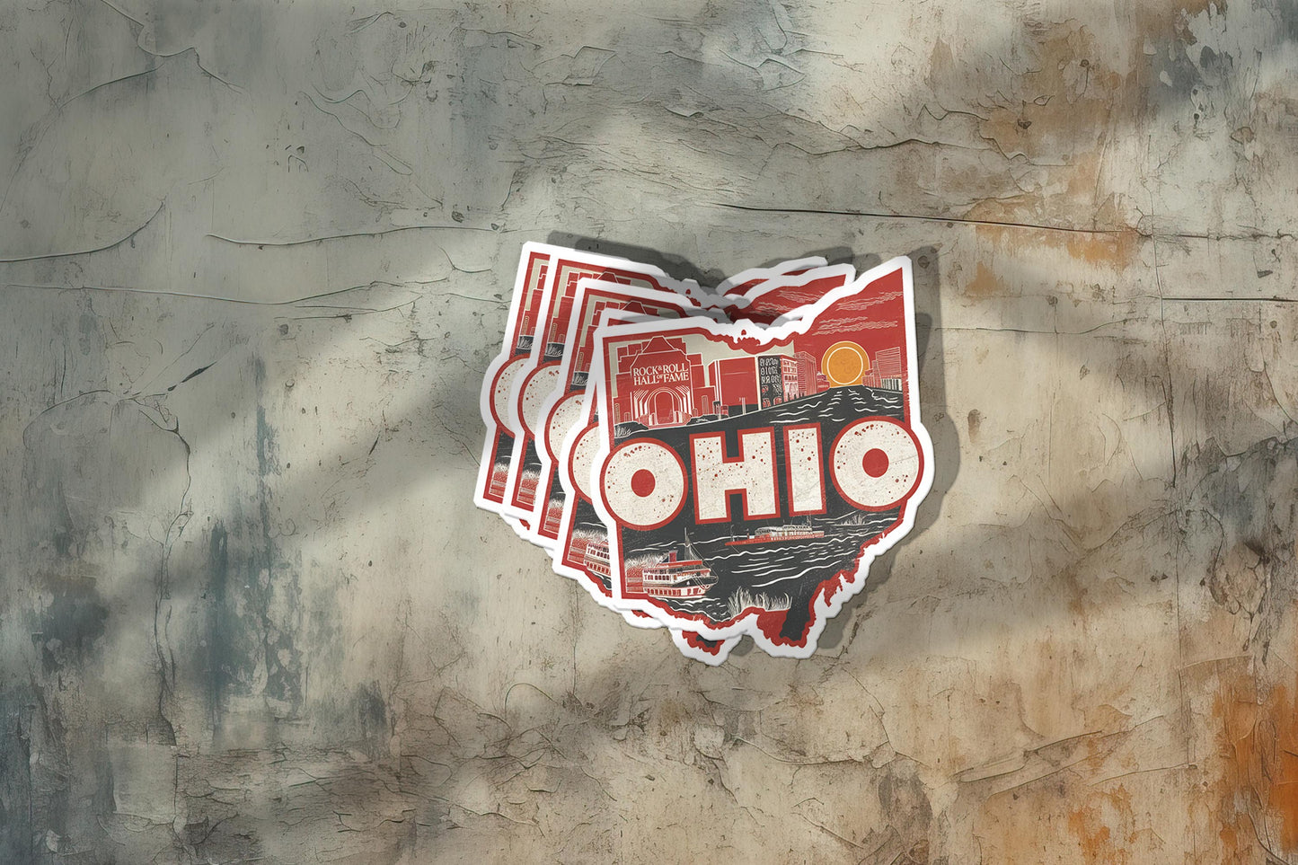 Retro Vinyl State Sticker - Ohio