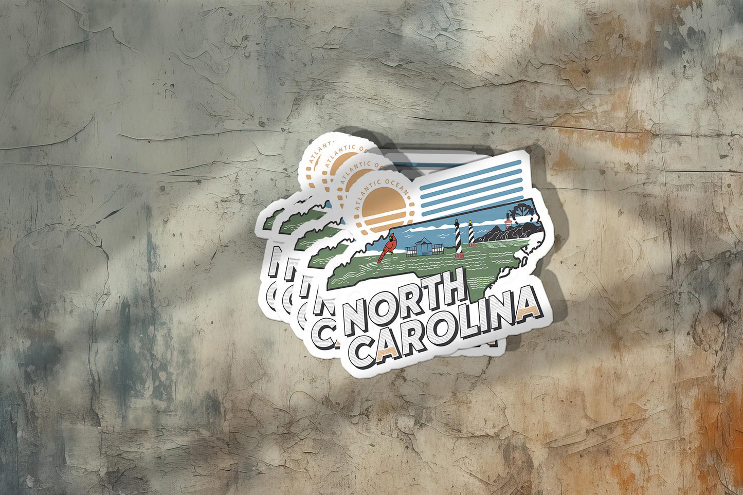 Retro Vinyl State Sticker - North Carolina