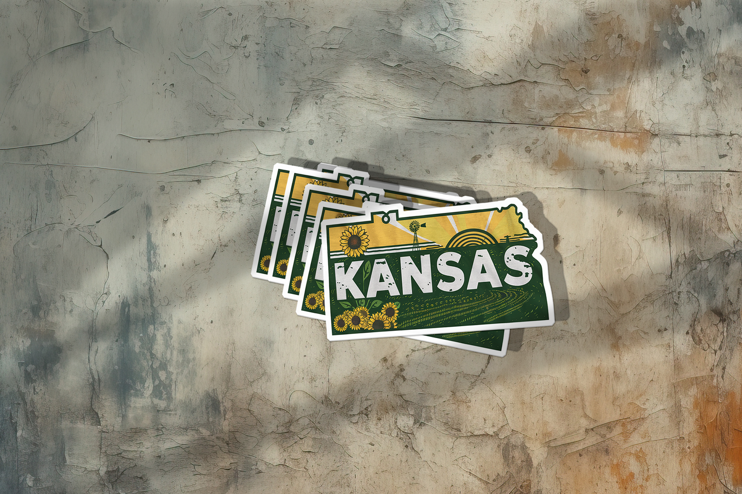 Retro Vinyl State Sticker - Kansas