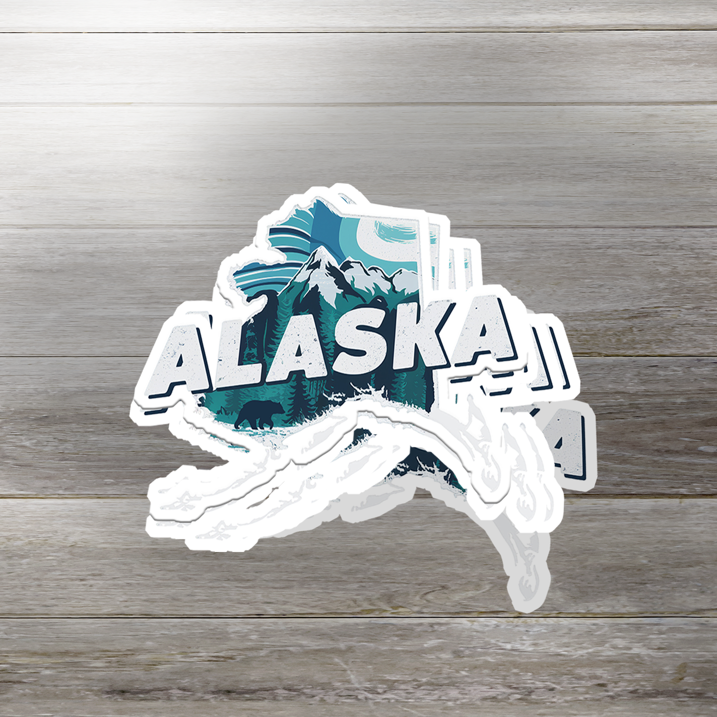 Retro Vinyl State Sticker - Alaska