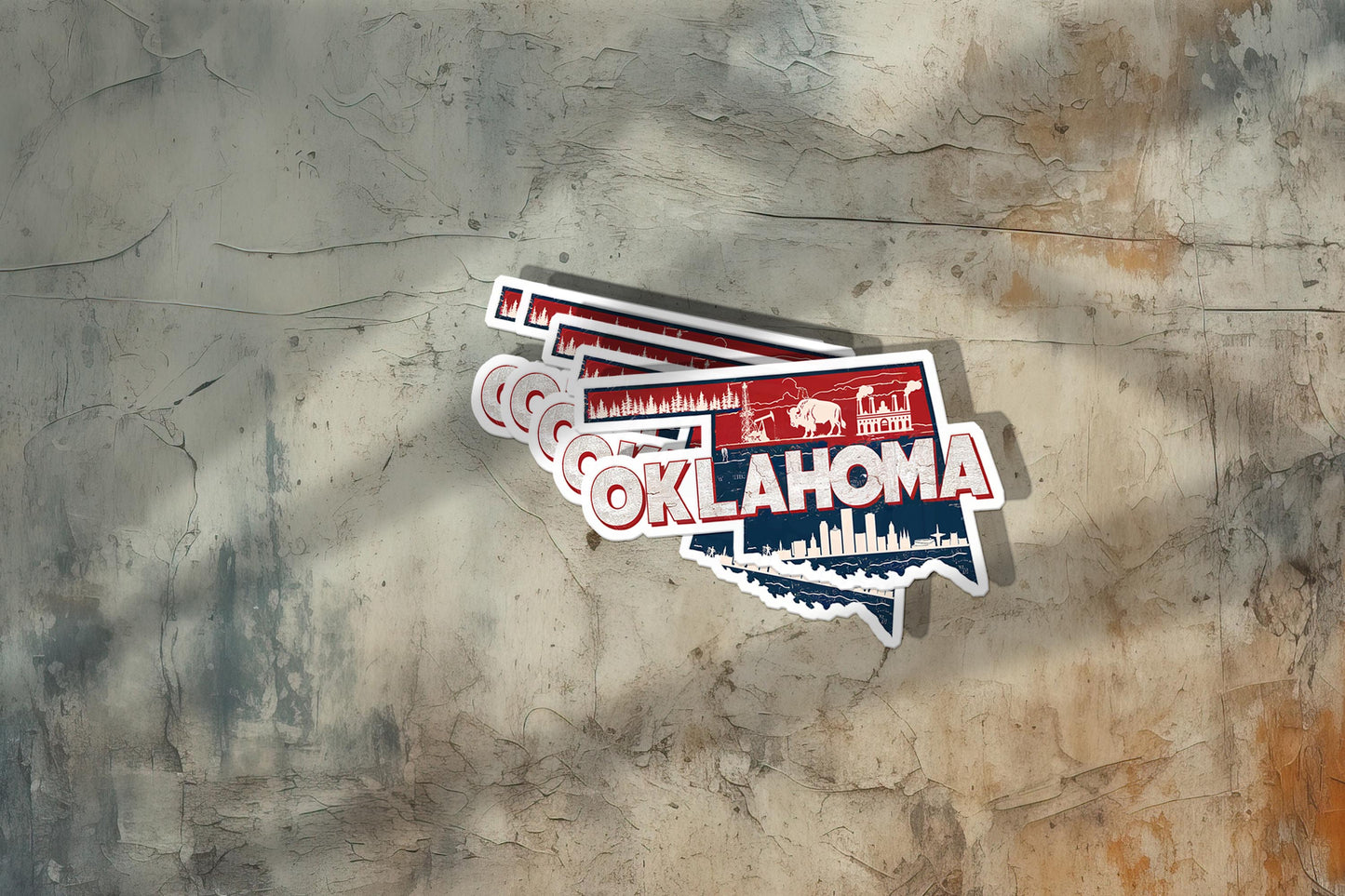 Retro Vinyl State Sticker - Oklahoma