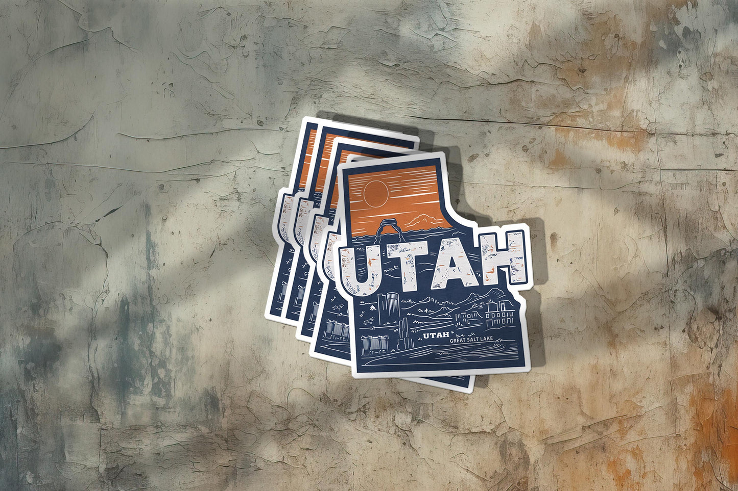 Retro Vinyl State Sticker - Utah