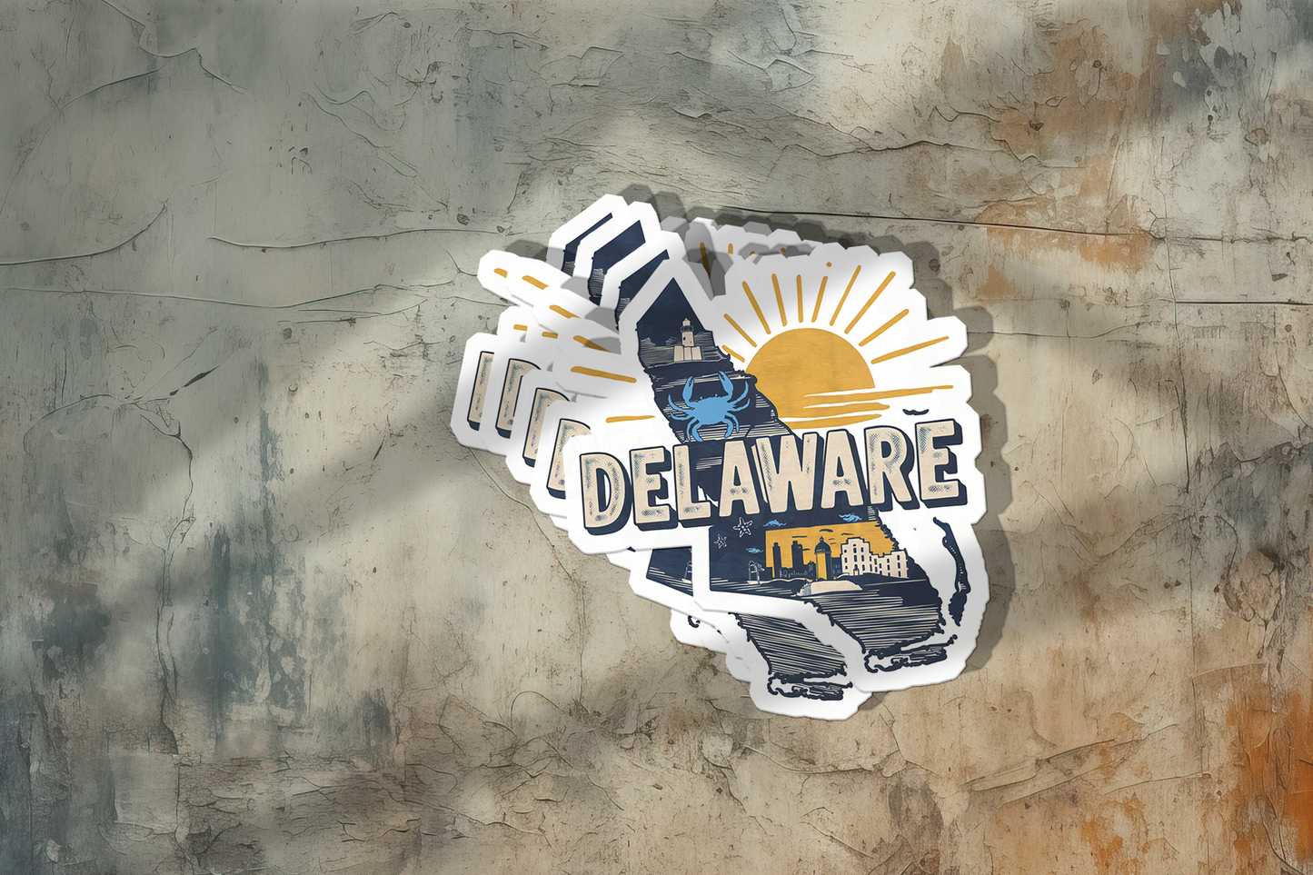 Retro Vinyl State Sticker - Delaware