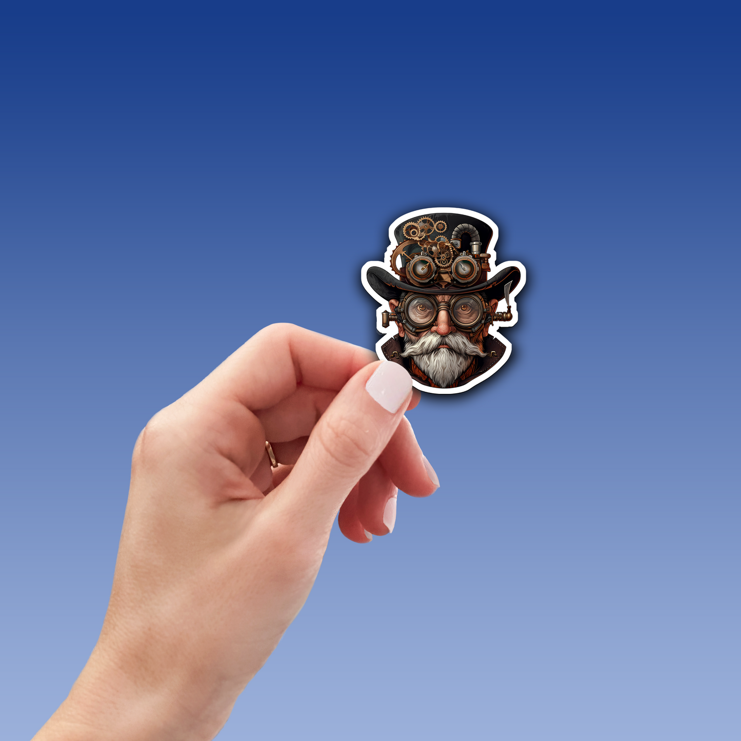 Victorian Steampunk Gentleman Vinyl Sticker - Retro Chic for Your Gear