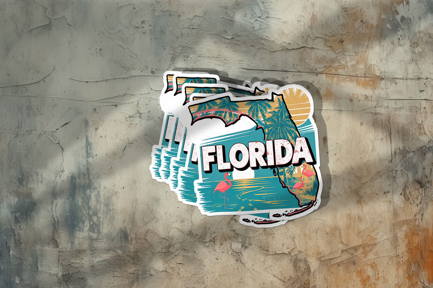 Retro Vinyl State Sticker - Florida