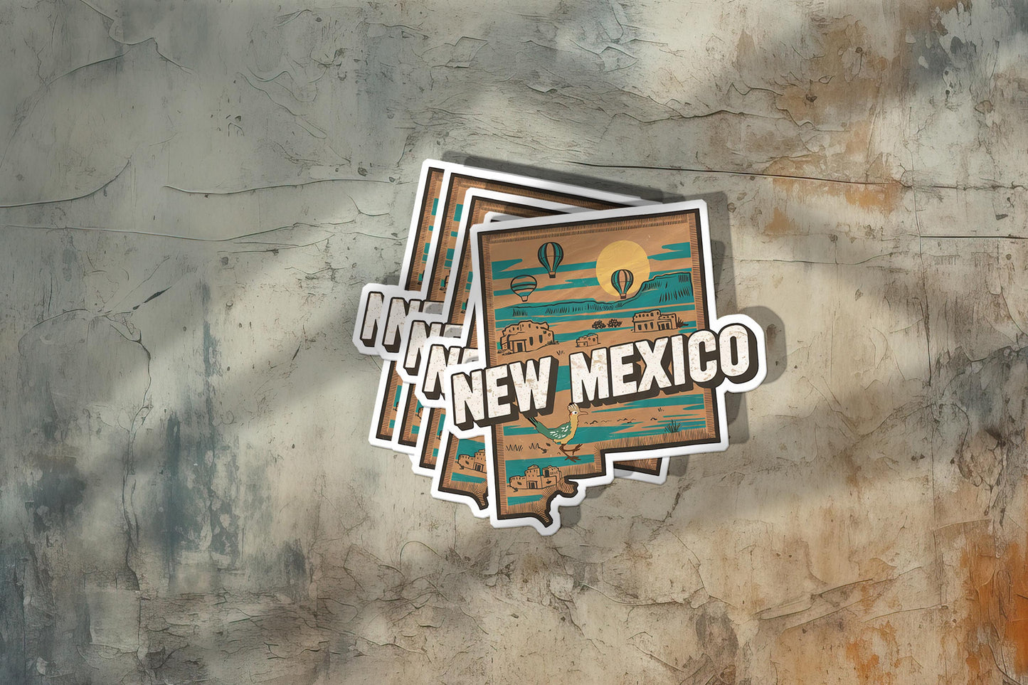 Retro Vinyl State Sticker - New Mexico