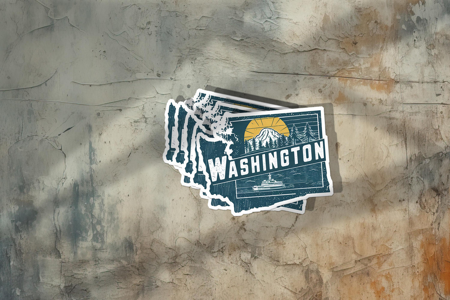 Retro Vinyl State Sticker - Washington