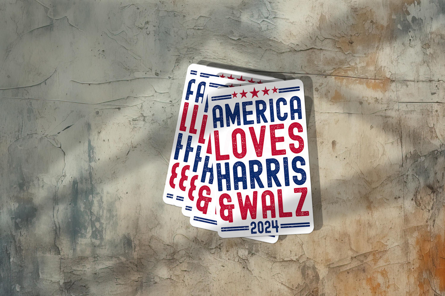 Harris Walz 2024 Vinyl Sticker - America Loves Harris & Walz