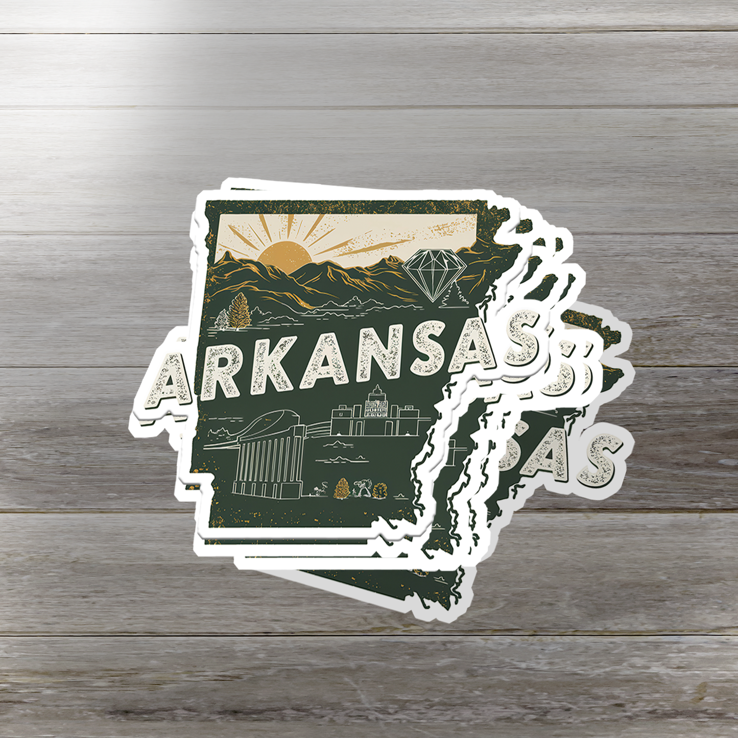 Retro Vinyl State Sticker - Arkansas