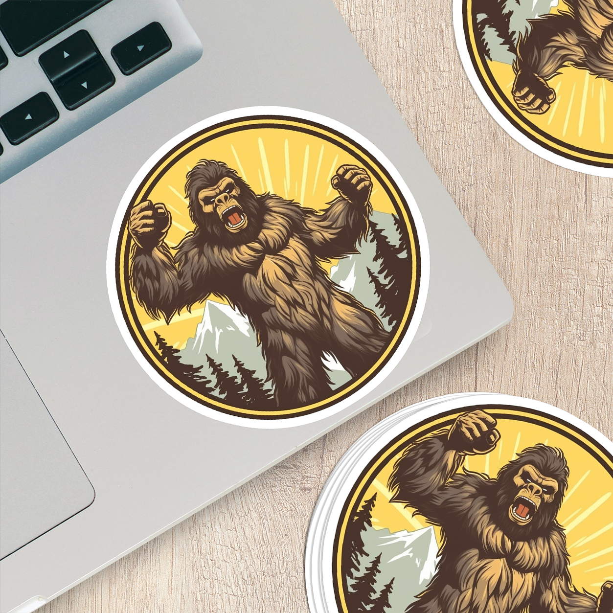 Introducing the Angry Bigfoot Vinyl Sticker - Unleash the Wild Fury!