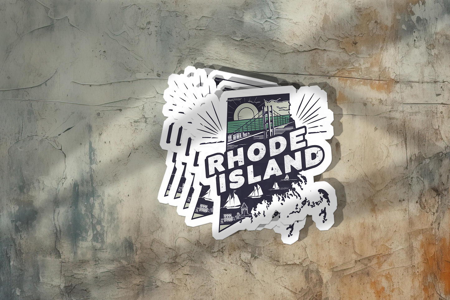 Retro Vinyl State Sticker - Rhoda Island