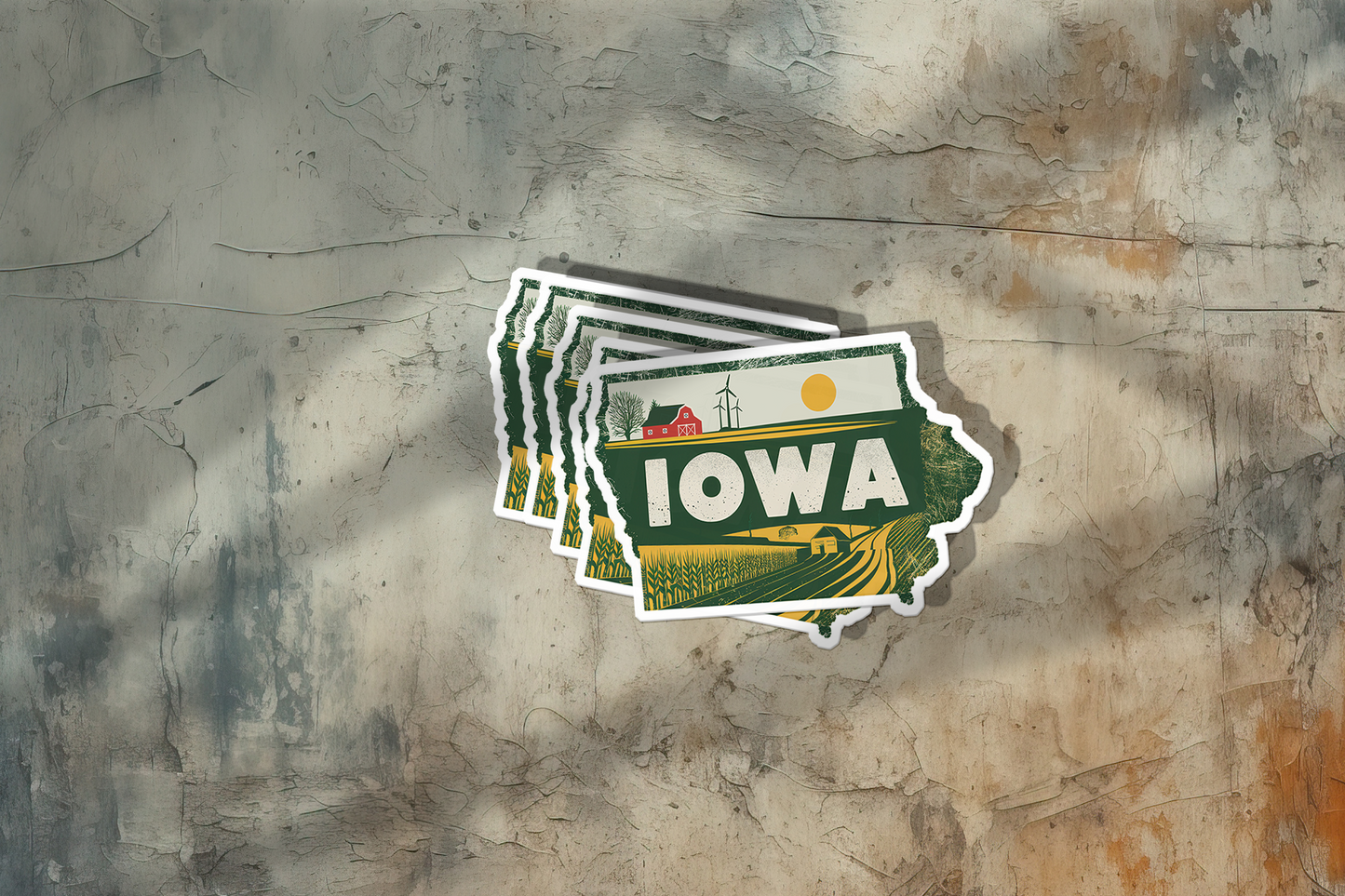 Retro Vinyl State Sticker - Iowa