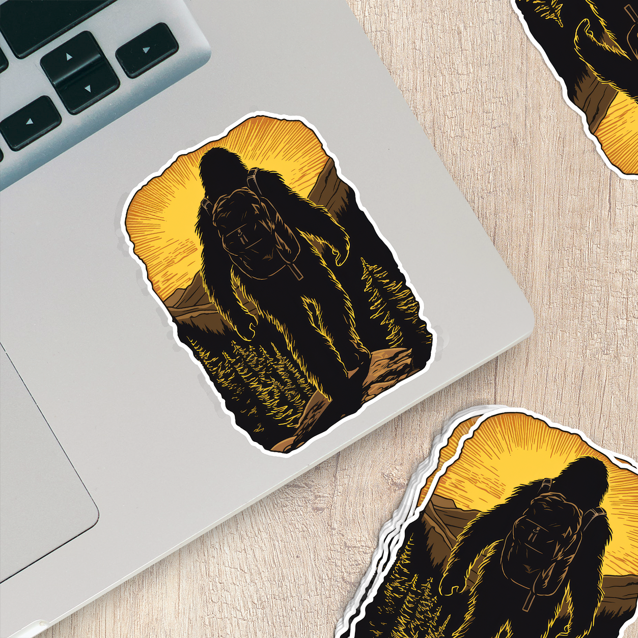 Bigfoot Hiker With Backpack Sticker