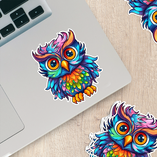 Colorful Owl Sticker - Vibrant and Playful Decal