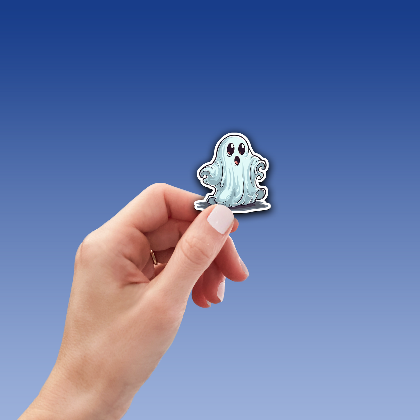 Cute Ghost Vinyl Sticker - Adorable Haunting for Your Gear