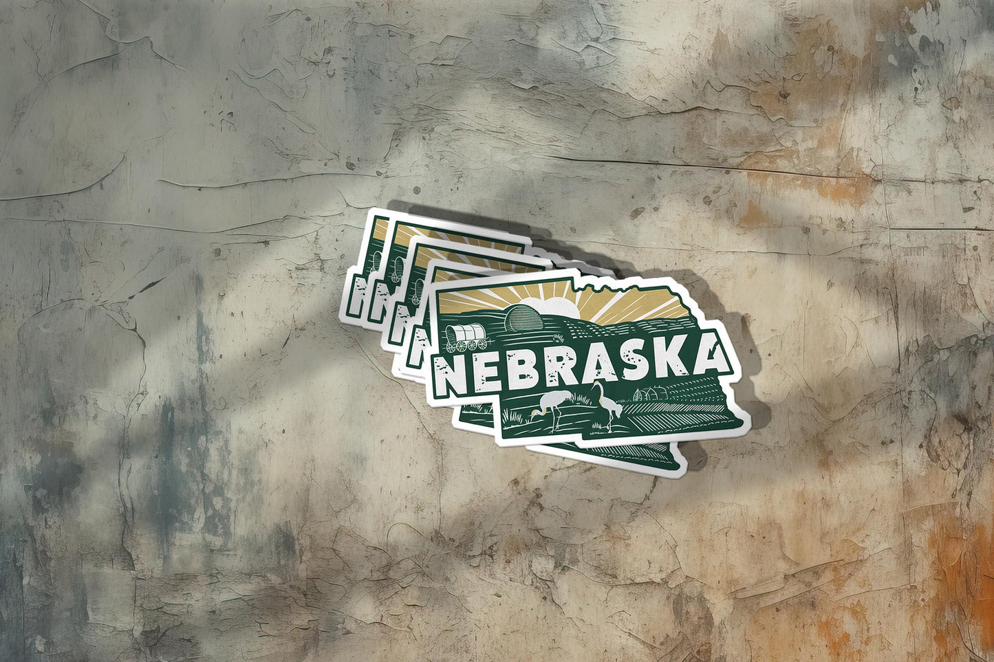 Retro Vinyl State Sticker - Nebraska