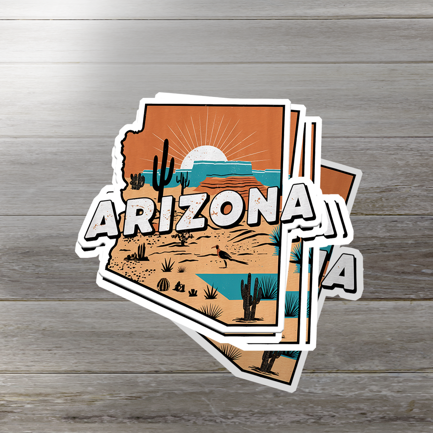 Retro Vinyl State Sticker - Arizona