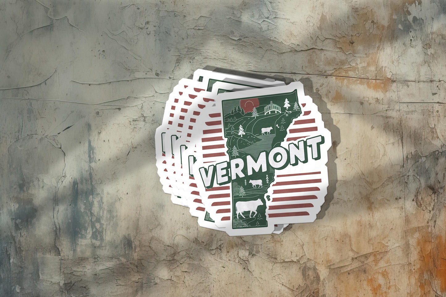 Retro Vinyl State Sticker - Vermont