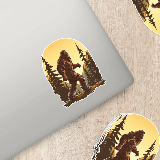 Bigfoot Walking Through the Mountains Sticker