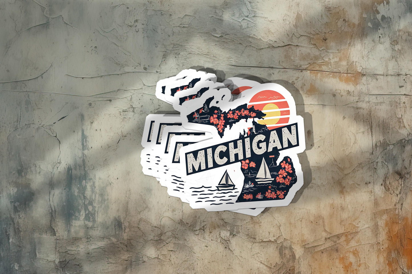 Retro Vinyl State Sticker - Michigan