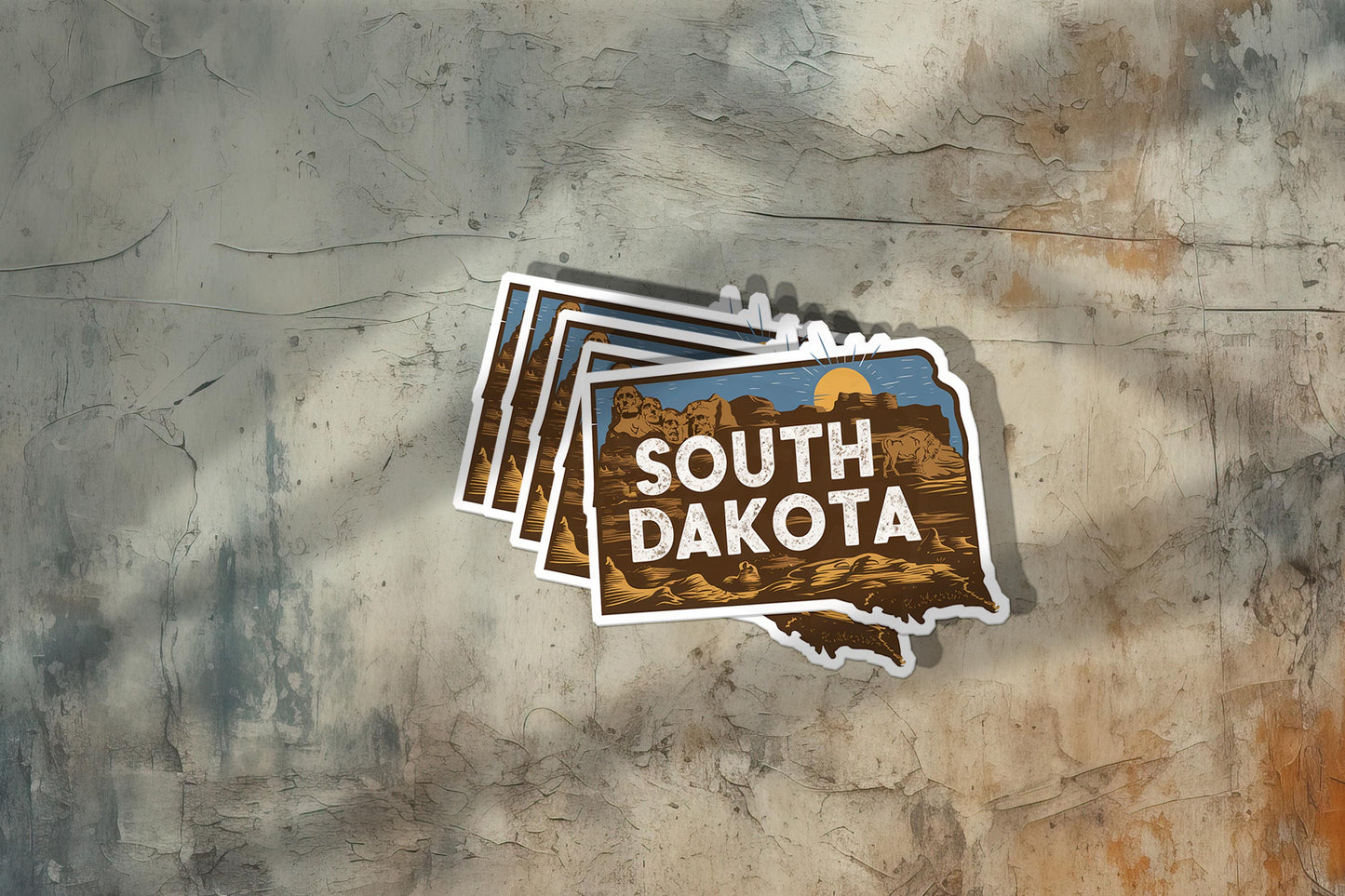 Retro Vinyl State Sticker - South Dakota