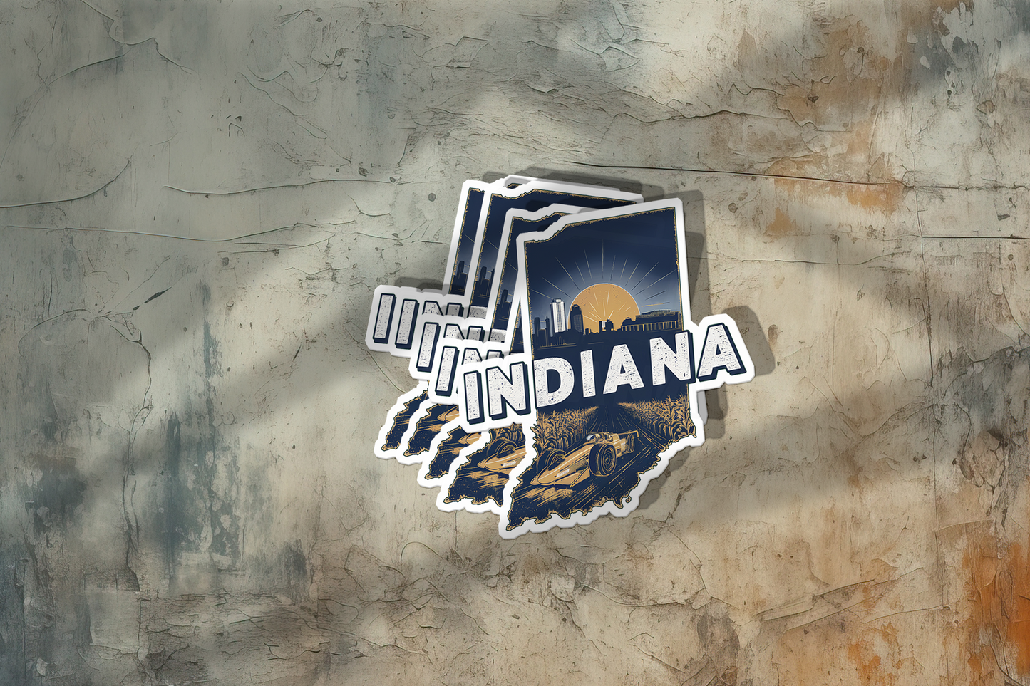 Retro Vinyl State Sticker - Indiana