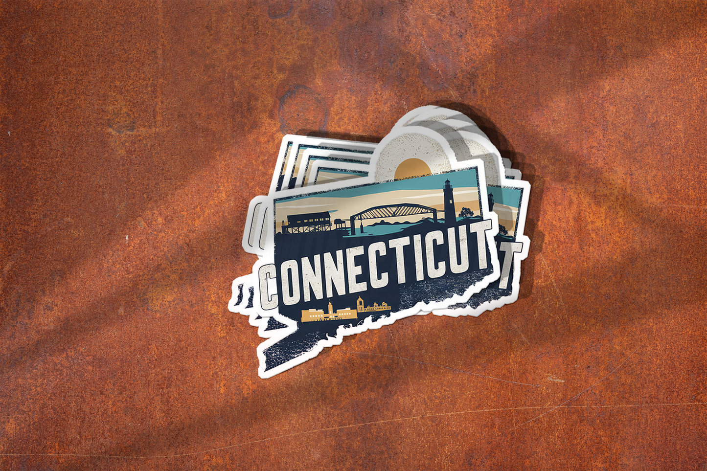 Retro Vinyl State Sticker - Connecticut