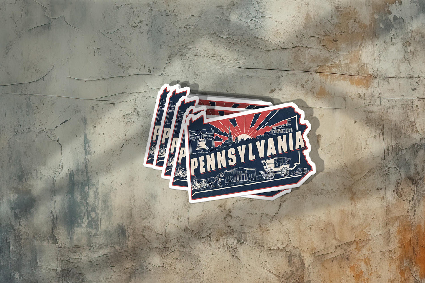 Retro Vinyl State Sticker - Pennsylvania