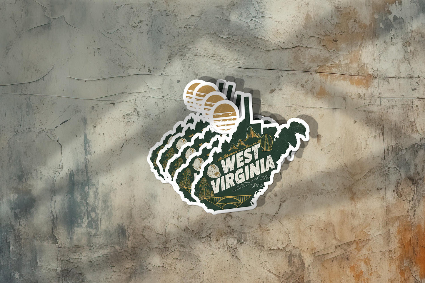 Retro Vinyl State Sticker - West Virginia