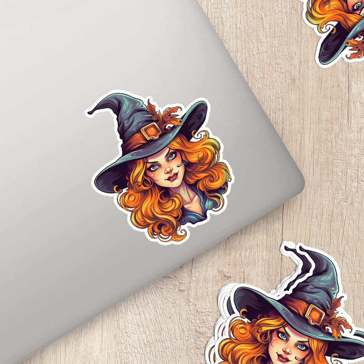 Red Hair Witch Vinyl Sticker - Mystical Beauty for Your Gear