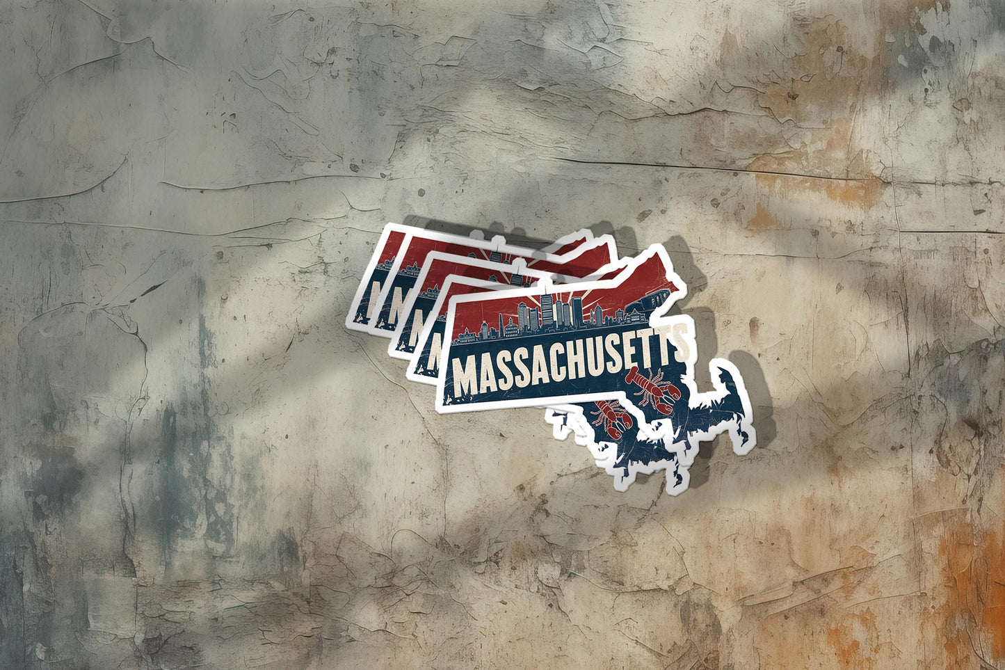 Retro Vinyl State Sticker - Massachusetts