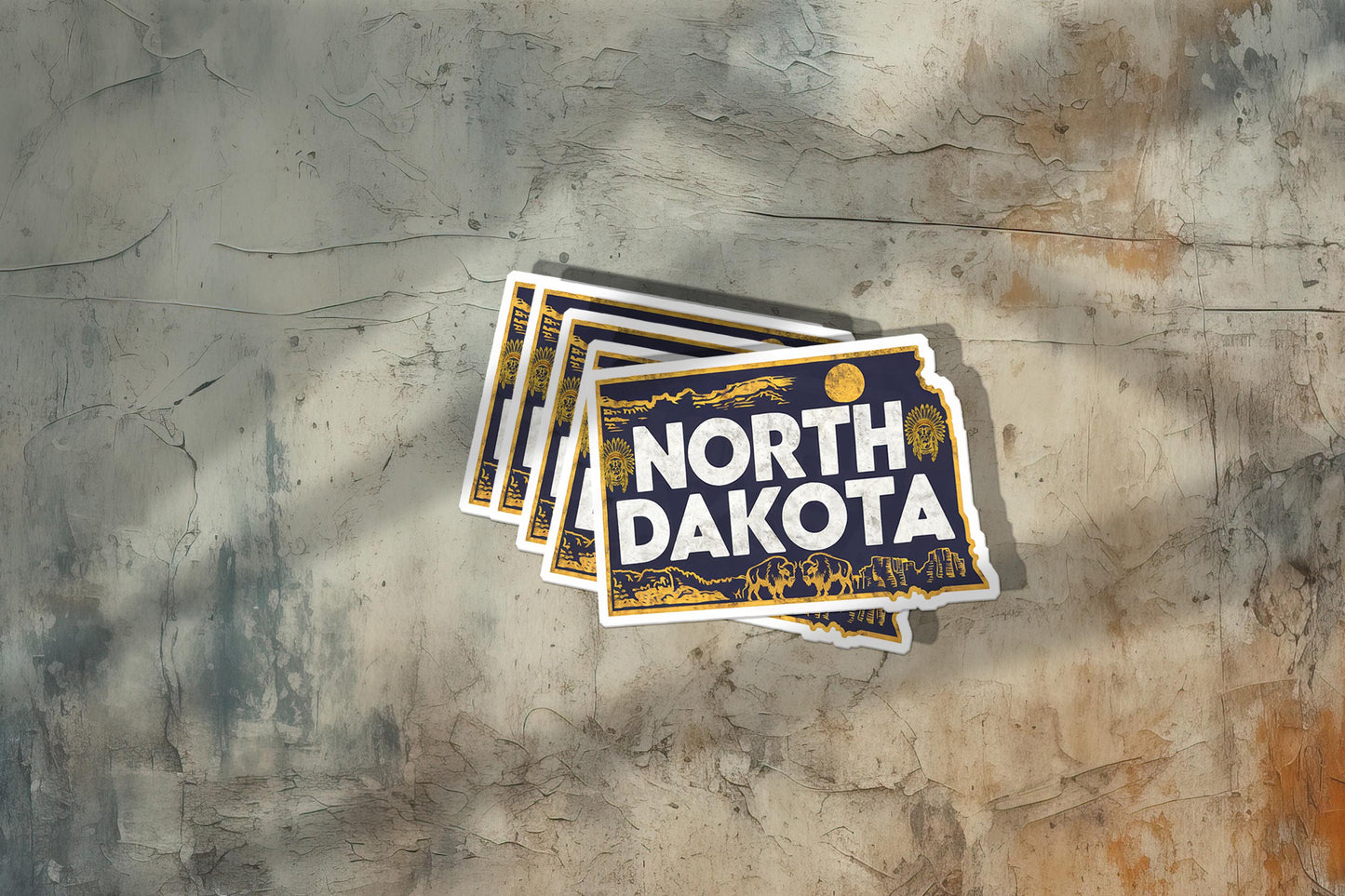 Retro Vinyl State Sticker - North Dakota