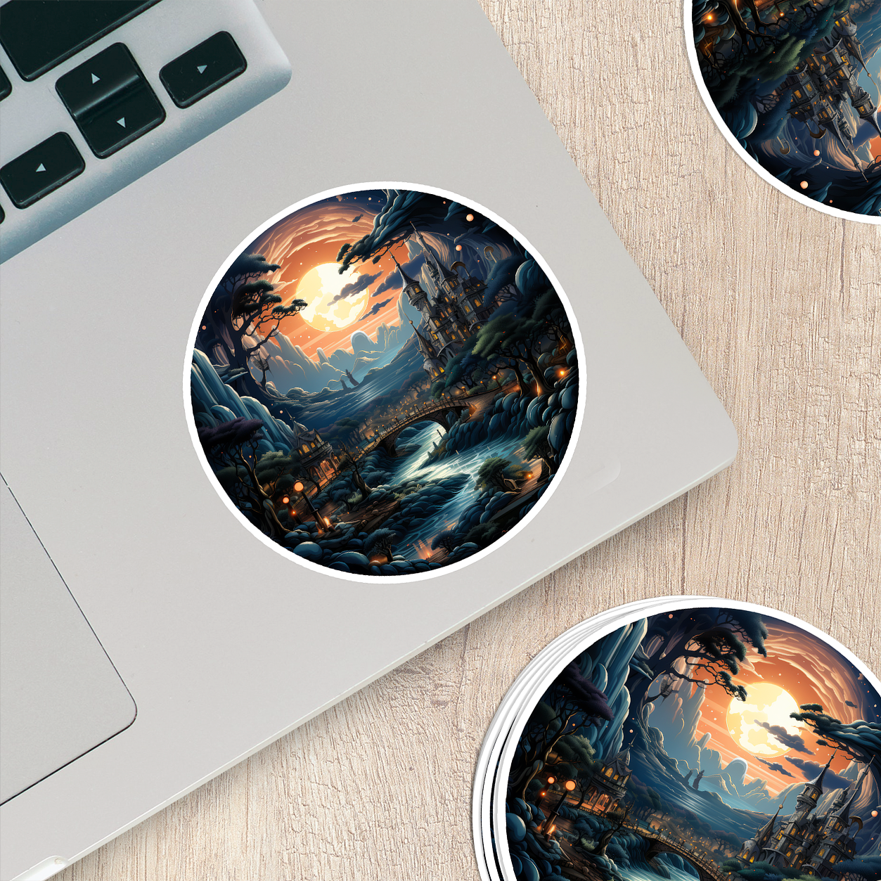 Steampunk Fantasy Landscape Sticker - Transport Yourself to a World of Adventure!