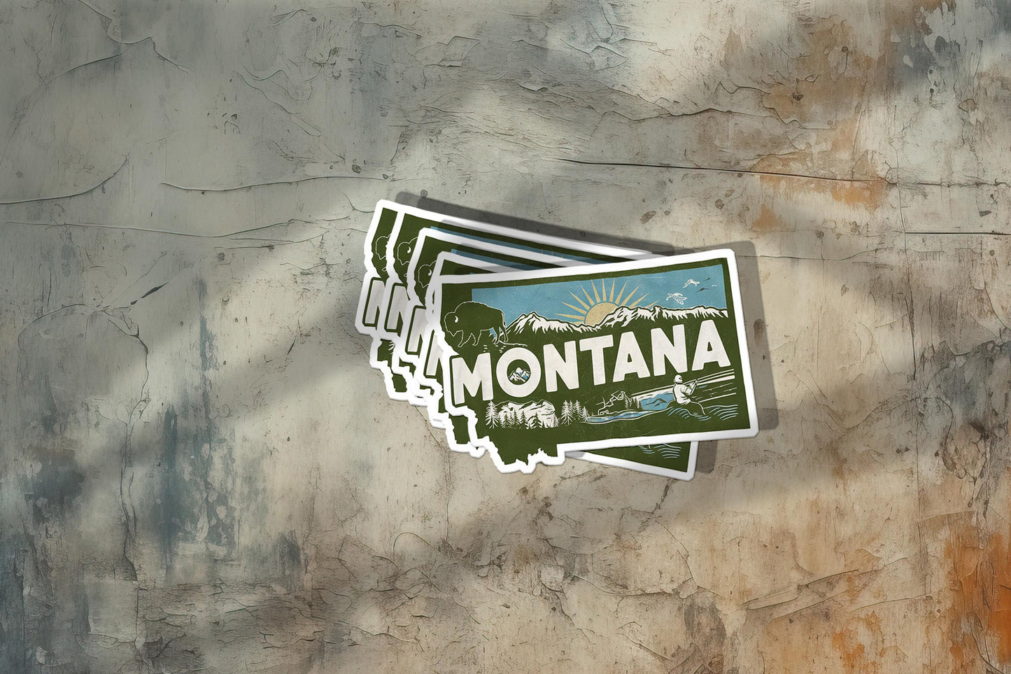 Retro Vinyl State Sticker - Montana