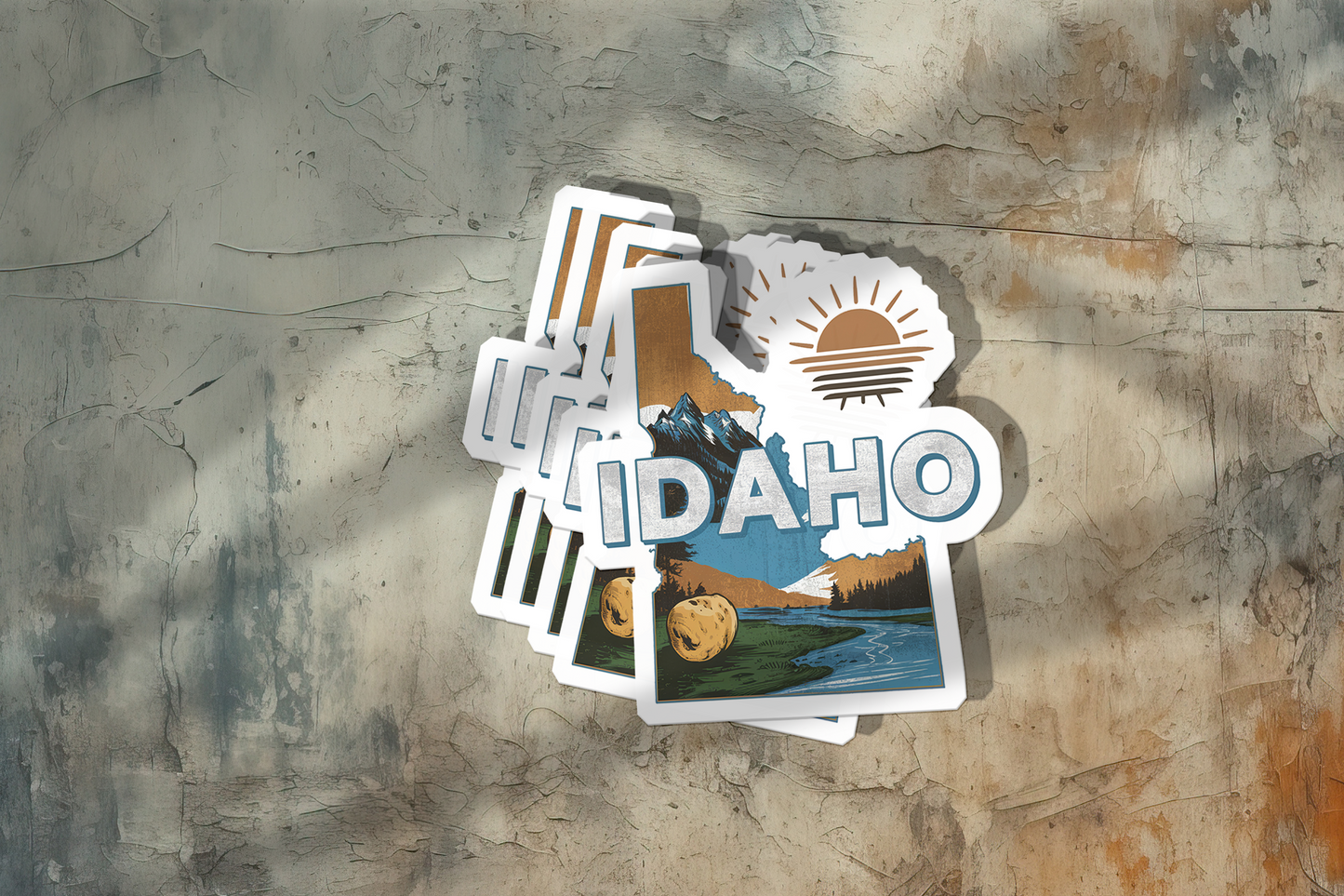 Retro Vinyl State Sticker - Idaho