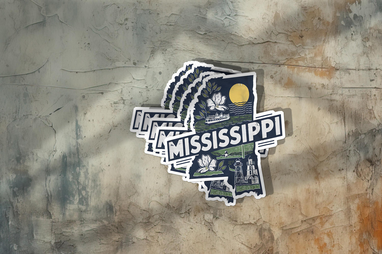 Retro Vinyl State Sticker - Mississippi