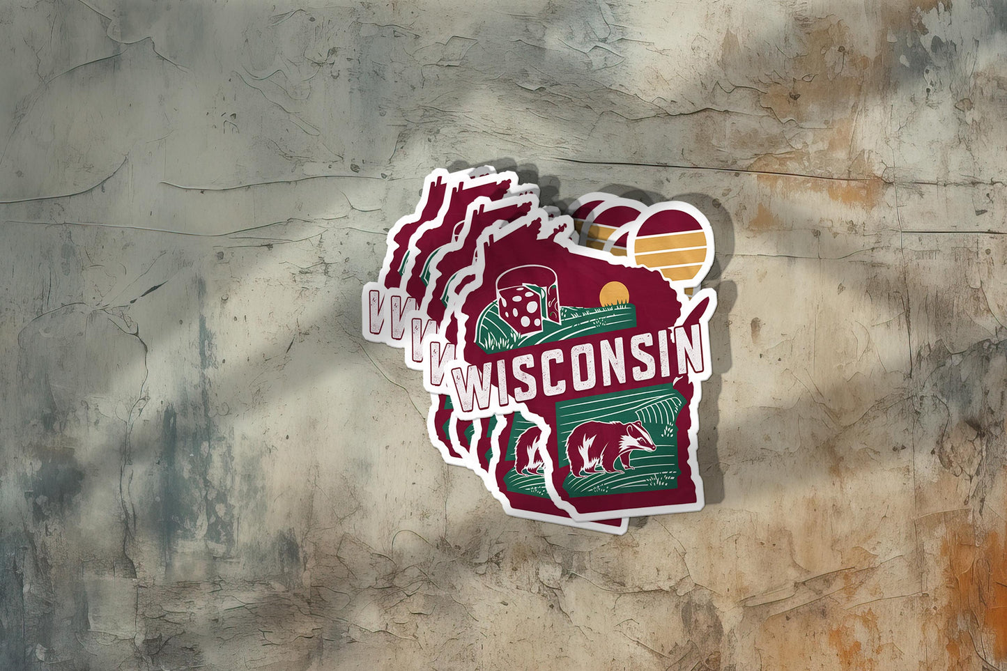 Retro Vinyl State Sticker - Wisconsin