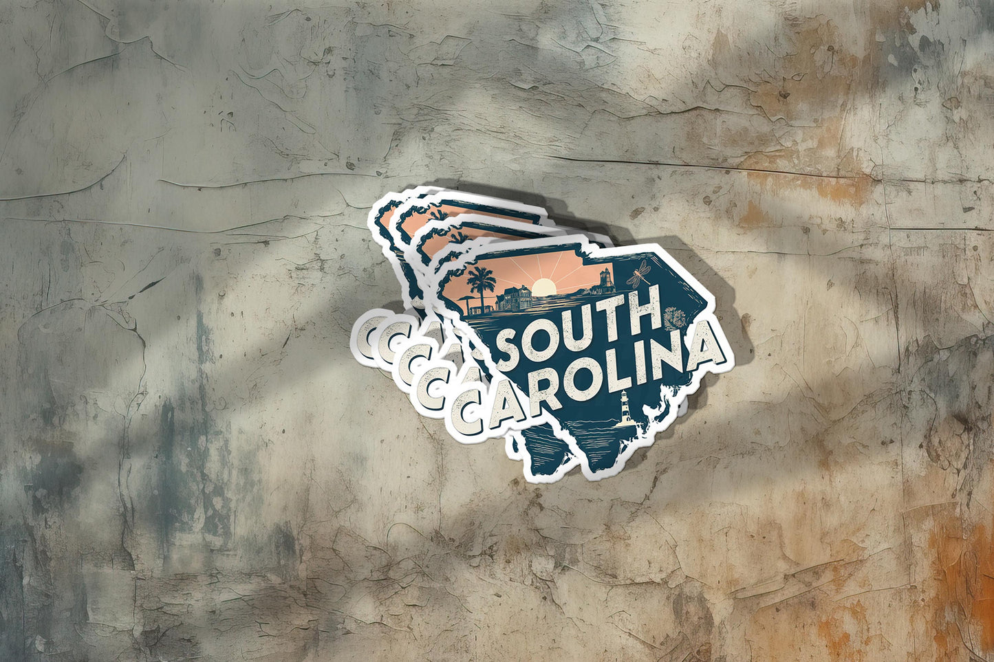 Retro Vinyl State Sticker - South Carolina