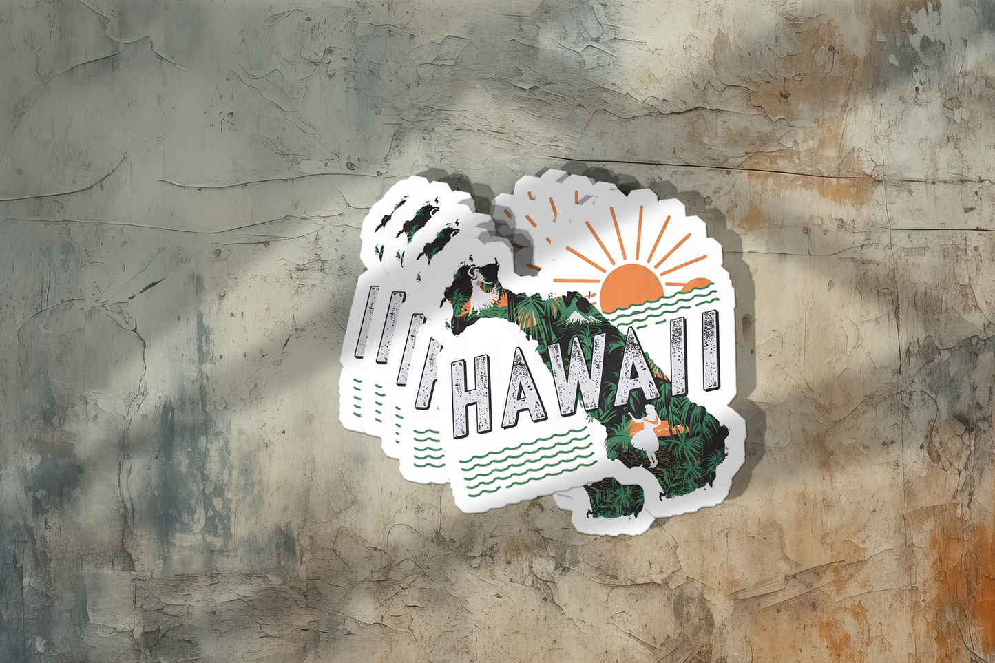 Retro Vinyl State Sticker - Hawaii