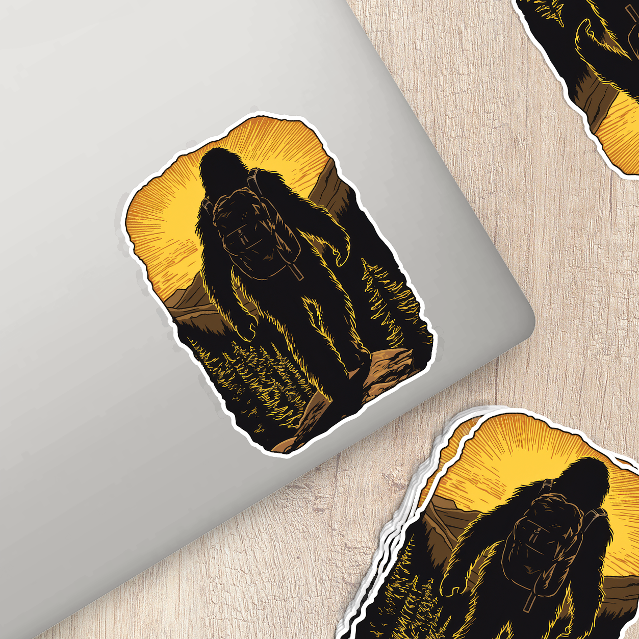 Bigfoot Hiker With Backpack Sticker