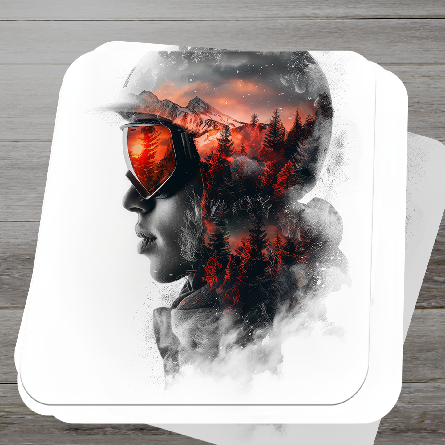 Double Exposure Snowboarder Vinyl Sticker - Ride the Mountains, Capture the Spirit