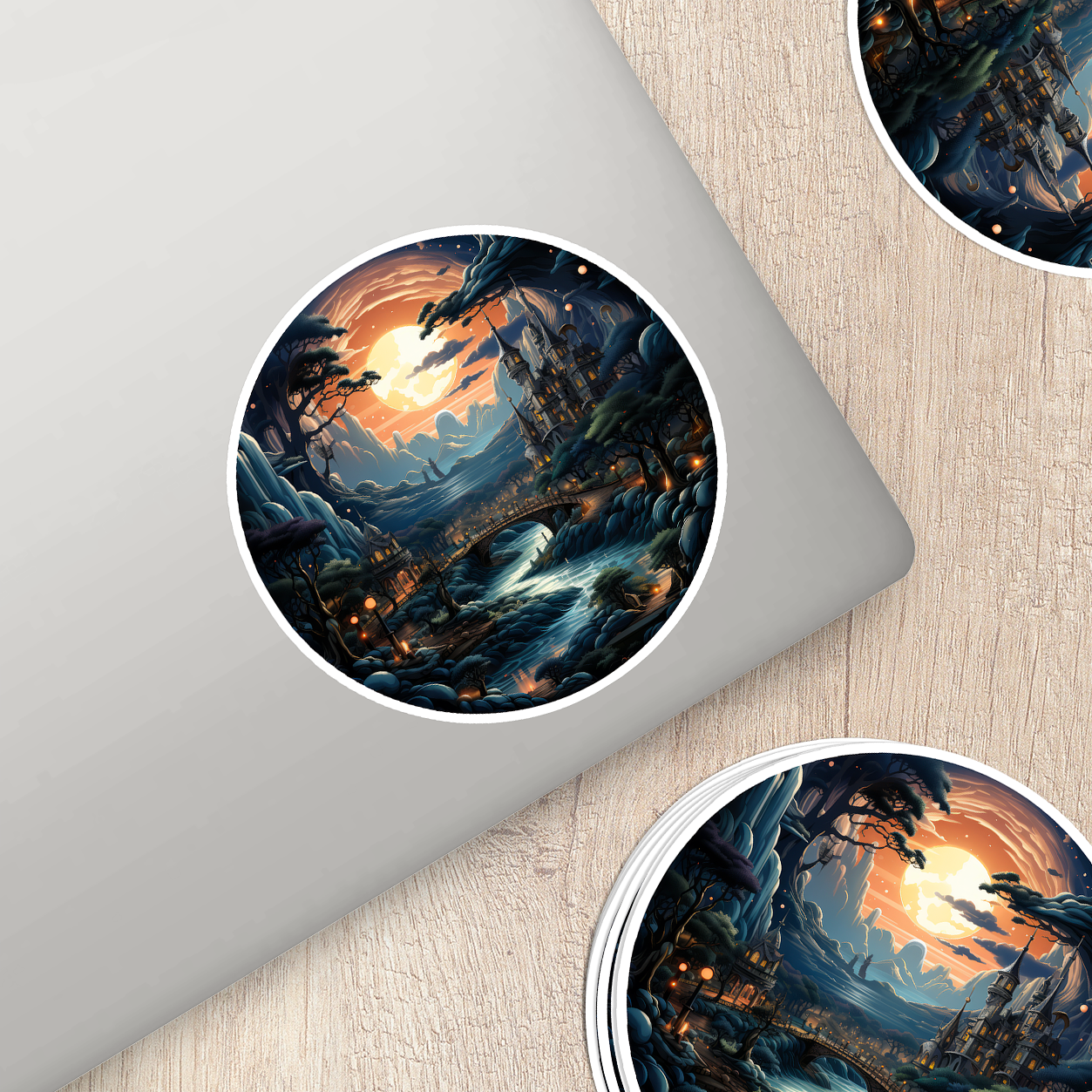 Steampunk Fantasy Landscape Sticker - Transport Yourself to a World of Adventure!